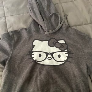 HELLO KITTY SANRIO nerd hoodie size medium dark grey- NOT USED